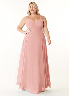Azazie Janine At-home Try On Dresses Agave A-Line V-Neck Chiffon Dress image6