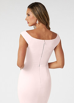 Azazie Nicolina Bridesmaid Dresses Blushing Pink Mermaid Square Neckline Stretch Crepe Dress image4
