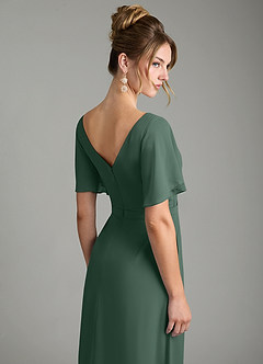 Azazie Ambrosia Bridesmaid Dresses Sea Moss A-Line Pleated Chiffon Dress image7