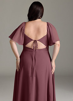 Azazie Chloe Brautjungfernkleider A-Linie Herzausschnitt Chiffon Kleid Sangria image13