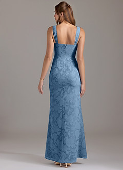 Azazie Denice Bridesmaid Dresses Steel Blue A-Line Pleated Floral Burnout Dress image5