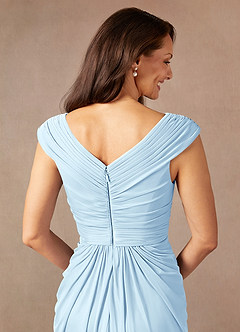 Azazie Lisolette Mother of the Bride Dresses Sky Blue Sheath Pleated Mesh Dress image8