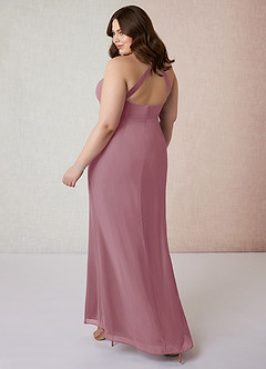 Azazie Becca Bridesmaid Dresses Vintage Mauve Sheath V-Neck Chiffon Dress image10