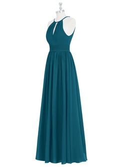 Azazie Cherish Bridesmaid Dresses Ink Blue A-Line Pleated Chiffon Dress image8
