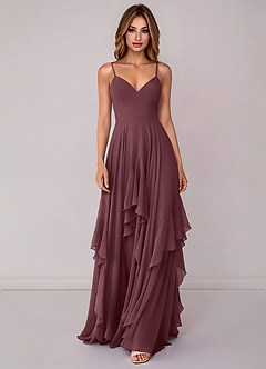 Azazie Zaina Bridesmaid Dresses Sangria A-Line Chiffon Dress image4