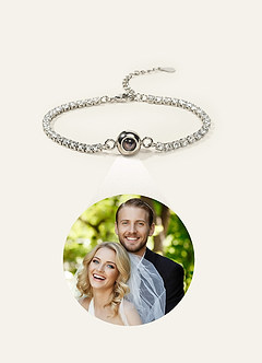 front Custom Photo Projection Rhinestone Tennis Bracelet
