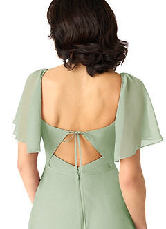 Azazie Chloe Bridesmaid Dresses Dusty Sage A-Line Sweetheart Neckline Chiffon Dress image3