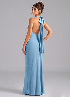 Azazie Velli Bridesmaid Dresses Steel Blue Mermaid Bow Chiffon Dress image7