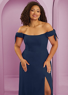Barbie ♥ Azazie Bridesmaid Dresses Dark Navy A-Line Off the Shoulder Chiffon Convertible Dress image11