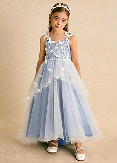 Azazie Darlina Flower Girl Dresses Ivory Ice Ball-Gown Lace Tulle Dress image5