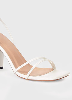 front Faux Leather Wrap Tie Chunky Heel Sandals