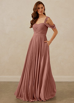 Christian Siriano Bridal for Azazie 1013 Bridesmaid Dresses Cedar Rose A-Line Off the Shoulder Chiffon Dress image1