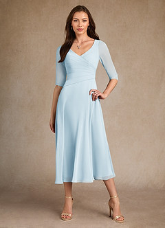 Azazie Durant Mother of the Bride Dresses Sky Blue A-Line Pleated Chiffon Dress image4