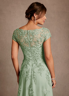 Azazie Jolanda Mère de la mariée Robes Robe Trapèze en Dentelle Vert Sauge image6