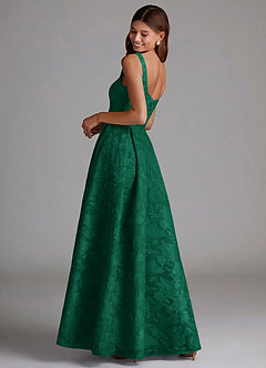 Azazie Amalie Robes de demoiselle d'honneur Robe Trapèze en Blumen-Burnout Plissée émeraude image2