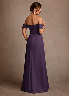 Azazie Amherst vestidos de madre de la novia Vestido de Ciruela de Gasa de Corte en A con Vestidos sin tirantes image3