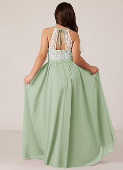 Azazie Fahari Junior Dusty Sage A-Line Lace Chiffon Dress image1