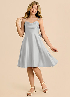 Azazie Bear Silver A-Line Sweetheart Neckline Stretch Satin Dress image3
