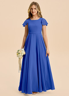 Azazie Cady Junior Royal Blue A-Line Pleated Chiffon Dress image1