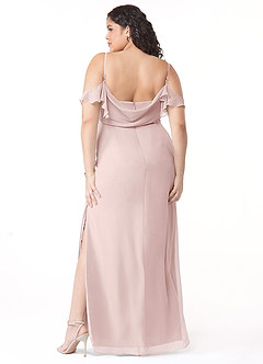 Azazie Emeralda Bridesmaid Dresses Blushing Pink Sheath Off the Shoulder Chiffon Dress image8