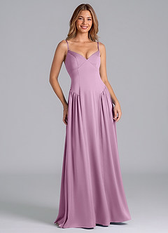 Azazie Kirby Vestidos de damas de honor Vestido de Glicinia de Satén Elástico de Corte en A image3