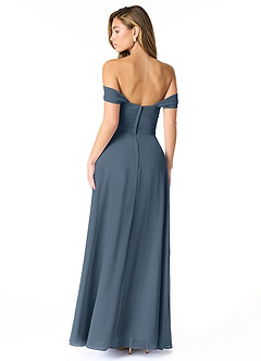 Azazie Kaitlynn Brautjungfernkleider Wandelbar Empire Gerafft Chiffon Kleid Neptunblau image3