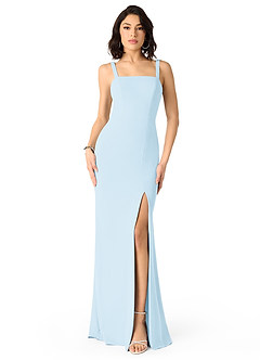 Azazie Gianetta Bridesmaid Dresses Sky Blue Mermaid Side Slit Stretch Crepe Dress image1
