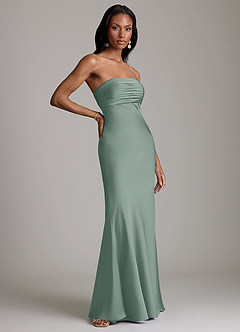 Azazie Saylor Brudtärnklänningar Klä av Sjöjungfru i Stretch Satin Axelbandslös Silversalvia image4