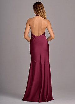 Azazie Lorena Bridesmaid Dresses Mulberry Mermaid Pleated Stretch Satin Dress image2