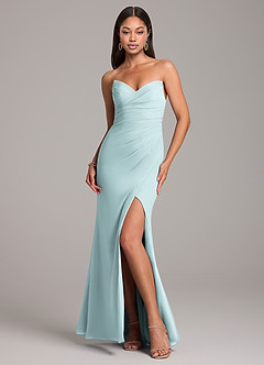 Azazie Yola Bridesmaid Dresses Mist Sheath Pleated Chiffon Convertible Dress image1
