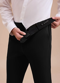 front Ethan Black Refined Weave Dress Pants