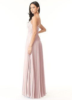 Azazie Vini Abiti da Damigella Abito A-Line in Chiffon con Scollo a V a Pieghe Rosa Rossore image4