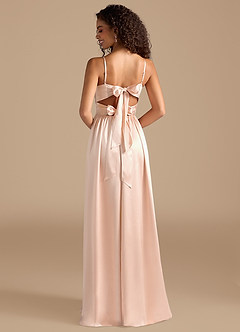 Azazie Zeya Bridesmaid Dresses Rose Gold A-Line Pleated Metallic Satin Dress image2