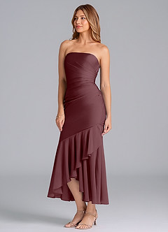 Azazie Danie Bridesmaid Dresses Sangria Sheath Strapless Chiffon Dress image4