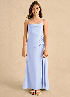 Azazie Moxie Girls Formal Abiti da Ragazza di Fiori Abito A-Line in Chiffon Pizzo Lavanda image3