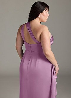 Azazie Maive Bridesmaid Dresses Wisteria Sheath Ruched Stretch Satin Dress image12