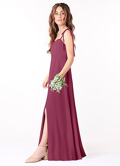 Azazie Rosey Junior Mulberry A-Line Sweetheart Neckline Chiffon Dress image3