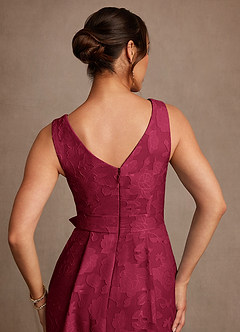 Azazie Luanne Mother of the Bride Dresses Burgundy A-Line Pleated Floral Burnout Dress image6
