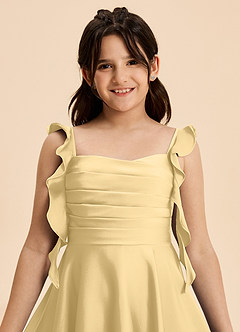 Azazie Kira Junior Butter A-Line Ruched Stretch Satin Dress image8
