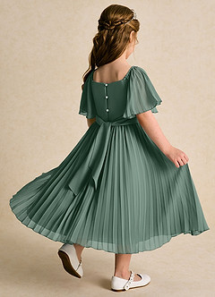 Azazie Gisele Flower Girl Dresses Sea Moss A-Line Pleated Chiffon Dress image3