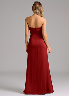 Azazie Aretha Robes de demoiselle d'honneur Robe Trapèze Convertible en Satin extensible Sans bretelle Grenade image7