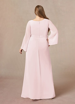 Azazie Belinda Mother of the Bride Dresses Blushing Pink A-Line V-Neck Pleated Chiffon Dress image7