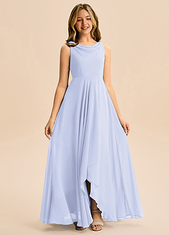 Azazie Mannie Junior Linia A Pofałdowany Szyfon Asymetryczny Młodsza druhna Sukienka image3