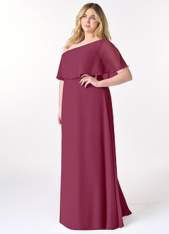 Azazie Lizzy Bridesmaid Dresses Mulberry A-Line One Shoulder Chiffon Dress image10