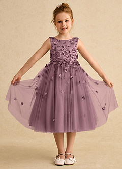 Azazie Lana Flower Girl Dresses Vintage Mauve A-Line Sleeveless Matte Satin Dress image1