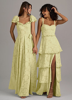 Azazie Romie Bridesmaid Dresses Lemon Sorbet A-Line Corset Floral Burnout Dress image7