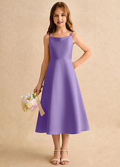 Azazie Jaella Girls Formal Flower Girl Dresses Tahiti A-Line Pleated Matte Satin Dress image5