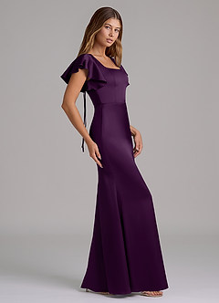 Azazie Elkie Bridesmaid Dresses Grape Mermaid Square Neckline Stretch Satin Dress image3