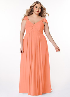 Azazie Kaitlynn Bridesmaid Dresses Sunset Empire Ruched Chiffon Convertible Dress image10