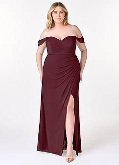 Azazie Tessa Bridesmaid Dresses Cabernet Sheath Sweetheart Off-The-Shoulder Mesh Convertible Dress image8